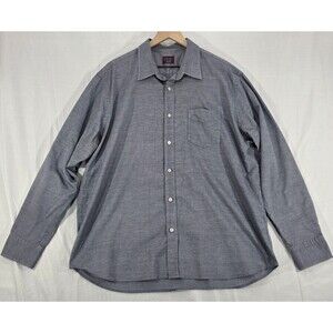 UNTUCKit Shirt Mens Long Sleeve Button Up Cotton Micro Print Blue Gray Size 2XL